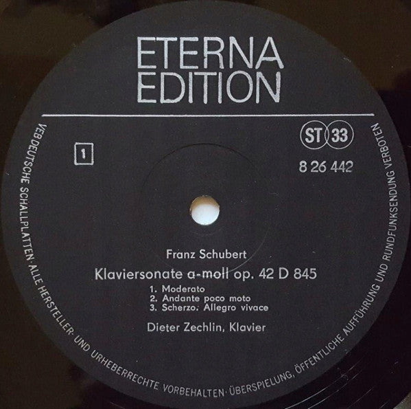 Franz Schubert - Dieter Zechlin : Klaviersonate A-moll D 845 / Klaviersonate C-dur D 840 (Unvollendet) (LP, Album, RP)