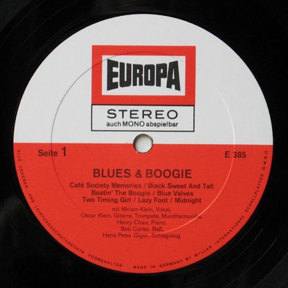 Miriam Klein, Oscar Klein, Henri Chaix, Bob Carter (2), Peter Giger : Blues & Boogie (LP)