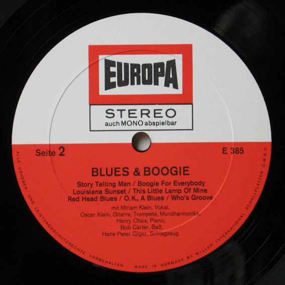 Miriam Klein, Oscar Klein, Henri Chaix, Bob Carter (2), Peter Giger : Blues & Boogie (LP)