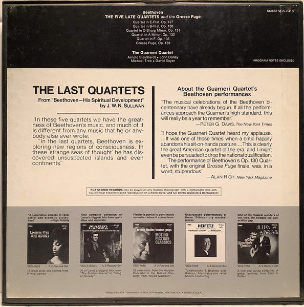 Ludwig van Beethoven — Guarneri Quartet : The Five Late Quartets And The Grosse Fuge (4xLP, Album, Aut + Box)