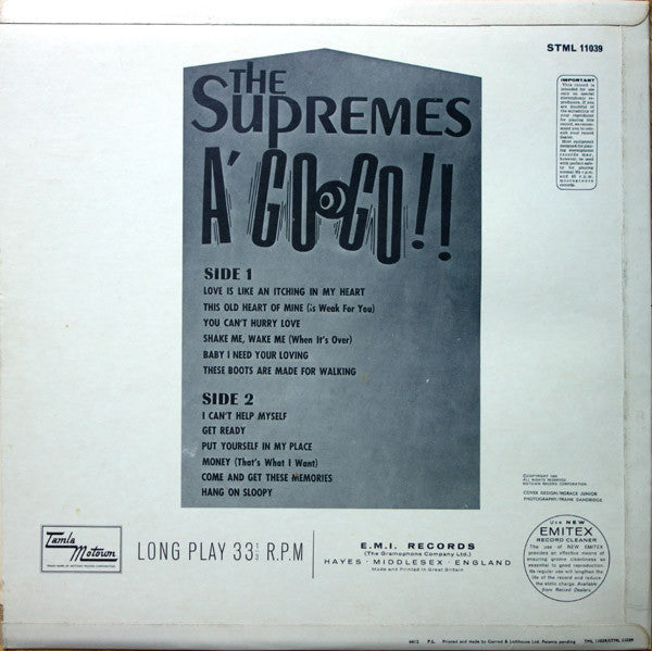 The Supremes : A' Go Go (LP, Album, Glo)