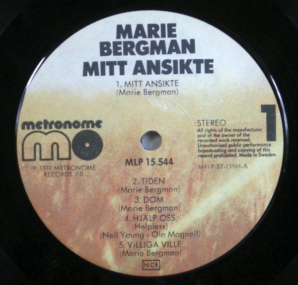 Marie Bergman : Mitt Ansikte (LP, Album)