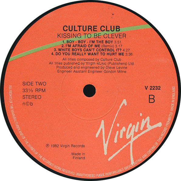 Culture Club : Kissing To Be Clever (LP, Album)