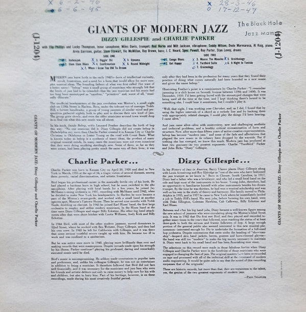 Dizzy Gillespie And Charlie Parker : Giants Of Modern Jazz (LP, Comp)