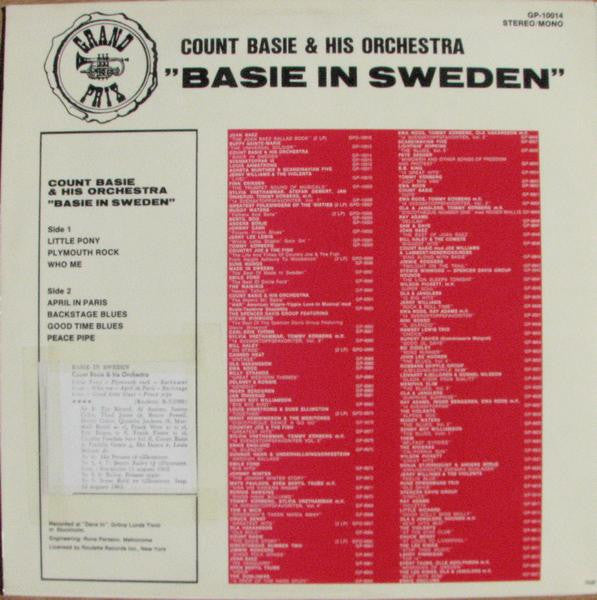 Count Basie Orchestra : Basie In Sweden (LP, Mono)