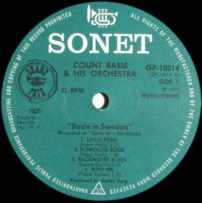 Count Basie Orchestra : Basie In Sweden (LP, Mono)