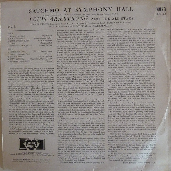 Louis Armstrong And His All-Stars : Satchmo At Symphony Hall (LP, Mono, RE)