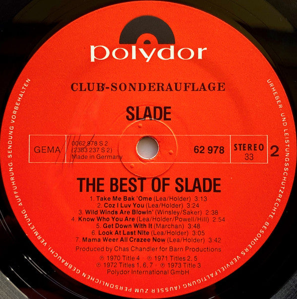 Slade : The Best Of Slade (LP, Comp, Clu)