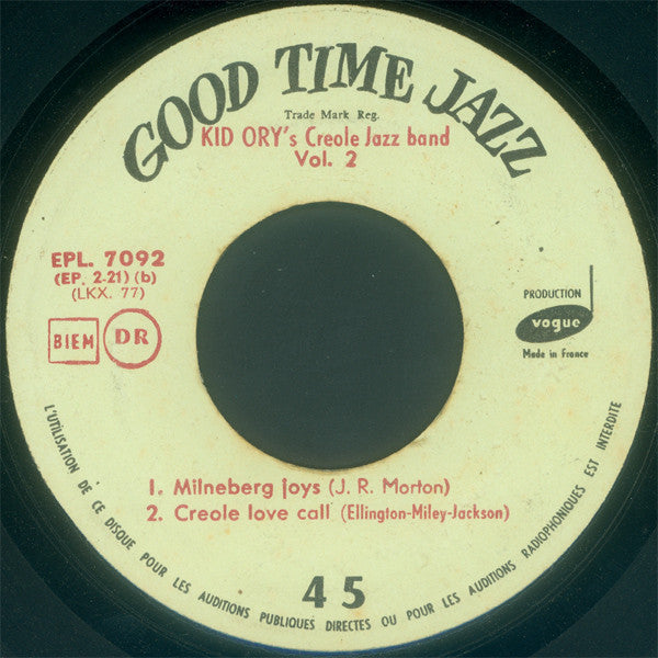 Kid Ory And His Creole Jazz Band : Kid Ory's Creole Jazz Band 1953 Vol. 2 (7", EP, RE)