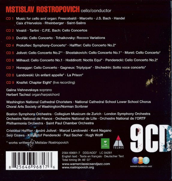 Mstislav Rostropovich : Plays Cello Works (9xCD, Comp + Box, Comp)