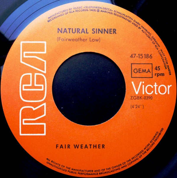 Fair Weather : Natural Sinner (7", Single)