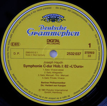 Joseph Haydn, Berliner Philharmoniker, Herbert Von Karajan : Symphonien No. 82 »L'Ours • The Bear • Der Bär« • No. 87 (LP, Album)