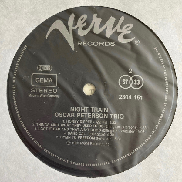 The Oscar Peterson Trio : Night Train (LP, Album, RE)