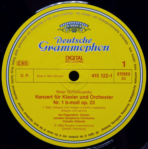 Pyotr Ilyich Tchaikovsky, London Symphony Orchestra, Ivo Pogorelich · Claudio Abbado : Klavierkonzert No. 1 (LP)