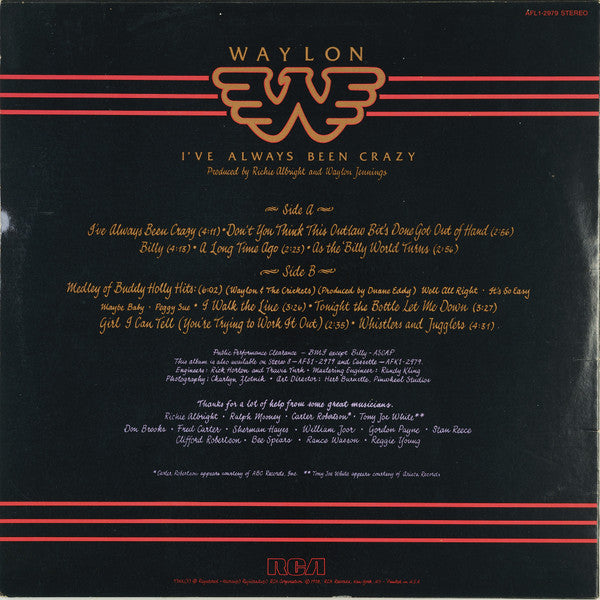 Waylon Jennings : I've Always Been Crazy (LP, Album)