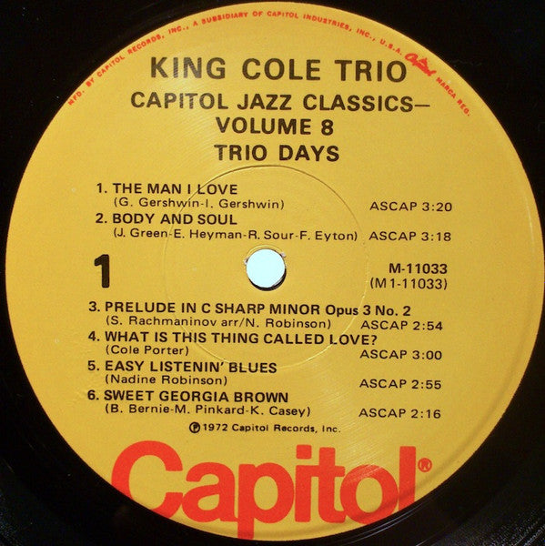 The Nat King Cole Trio : Trio Days (LP, Comp, Mono)