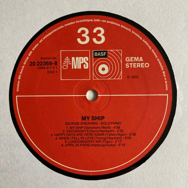 George Shearing : My Ship (LP)