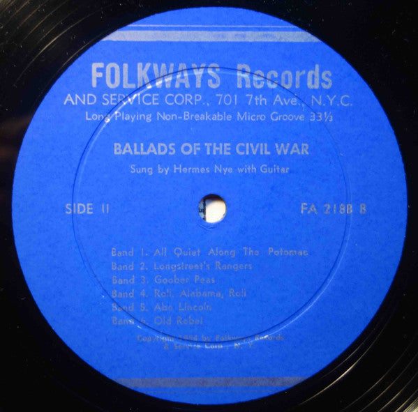 Hermes Nye : Ballads Of The Civil War, Vol. 2 (10", Album)