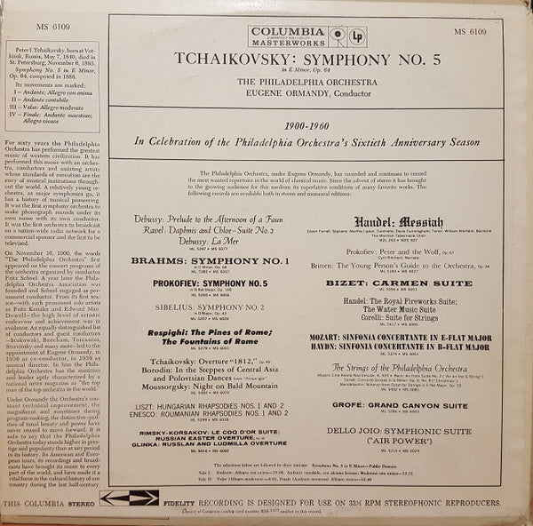 Pyotr Ilyich Tchaikovsky, Eugene Ormandy, The Philadelphia Orchestra : Tchaikovsky: Symphony No. 5 in E Minor, Op.64 (LP)