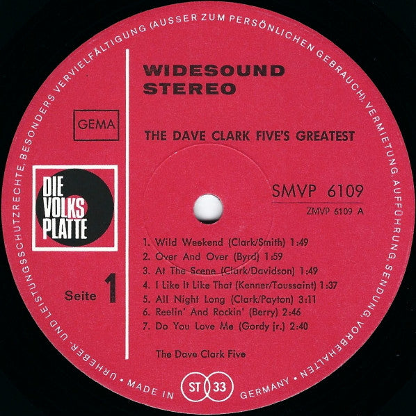 The Dave Clark Five : The Dave Clark Five's Greatest (LP, Comp)