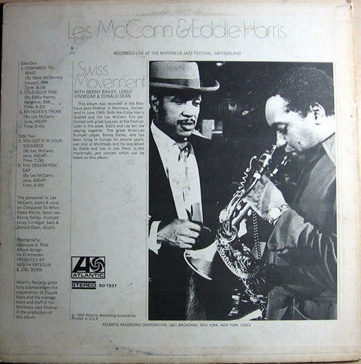 Les McCann & Eddie Harris : Swiss Movement (LP, Album, Pre)