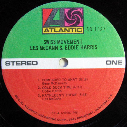 Les McCann & Eddie Harris : Swiss Movement (LP, Album, Pre)