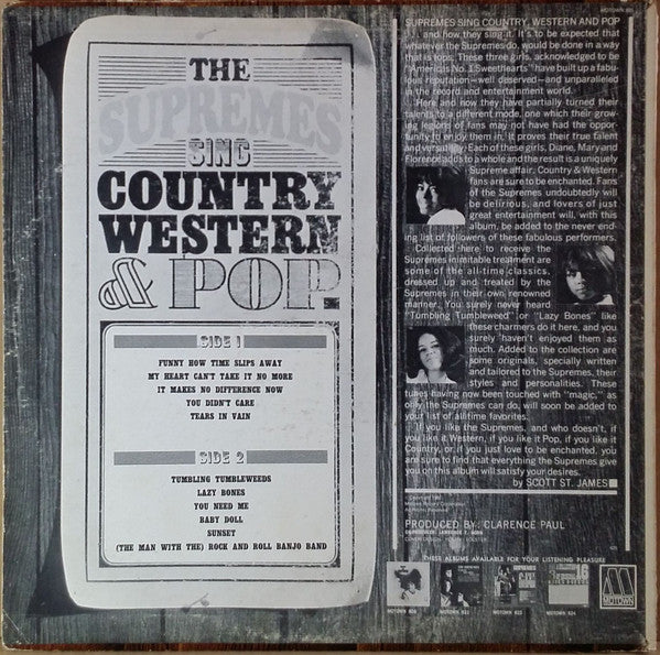 The Supremes : Sing Country Western & Pop (LP, Album, Mono, Roc)