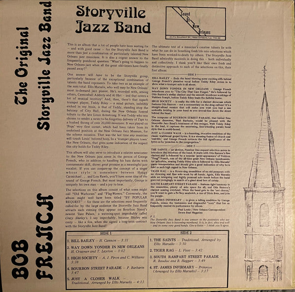 Bob French : And The Original Storyville Jazz Band At Tradition Hall (LP)