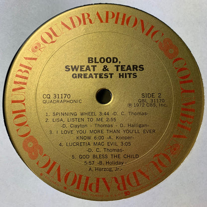 Blood, Sweat And Tears : Blood, Sweat & Tears Greatest Hits (LP, Comp, Quad, Pit)