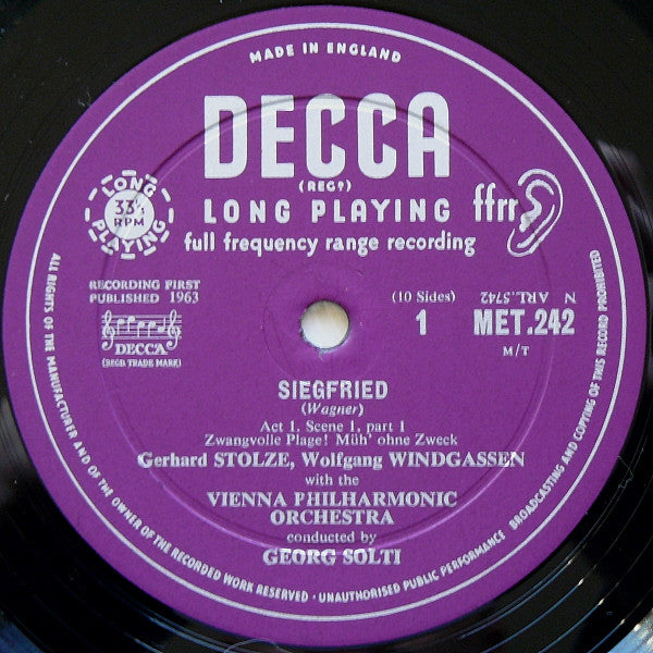 Richard Wagner, Wolfgang Windgassen, Birgit Nilsson, Hans Hotter, Gerhard Stolze, Gustav Neidlinger, Joan Sutherland, Wiener Philharmoniker, Georg Solti : Siegfried (Box + 5xLP, Mono)