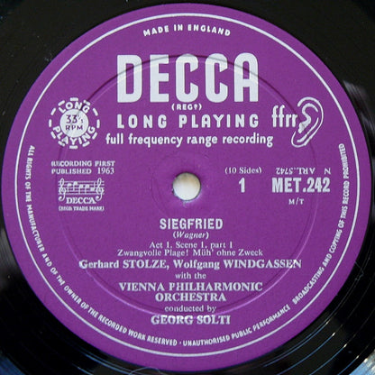Richard Wagner, Wolfgang Windgassen, Birgit Nilsson, Hans Hotter, Gerhard Stolze, Gustav Neidlinger, Joan Sutherland, Wiener Philharmoniker, Georg Solti : Siegfried (Box + 5xLP, Mono)