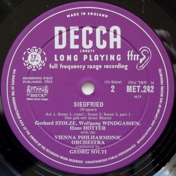 Richard Wagner, Wolfgang Windgassen, Birgit Nilsson, Hans Hotter, Gerhard Stolze, Gustav Neidlinger, Joan Sutherland, Wiener Philharmoniker, Georg Solti : Siegfried (Box + 5xLP, Mono)