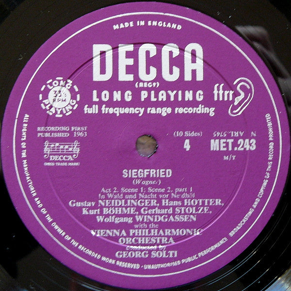 Richard Wagner, Wolfgang Windgassen, Birgit Nilsson, Hans Hotter, Gerhard Stolze, Gustav Neidlinger, Joan Sutherland, Wiener Philharmoniker, Georg Solti : Siegfried (Box + 5xLP, Mono)