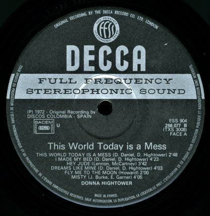 Donna Hightower : This World Today Is A Mess (LP, Album, A.R)