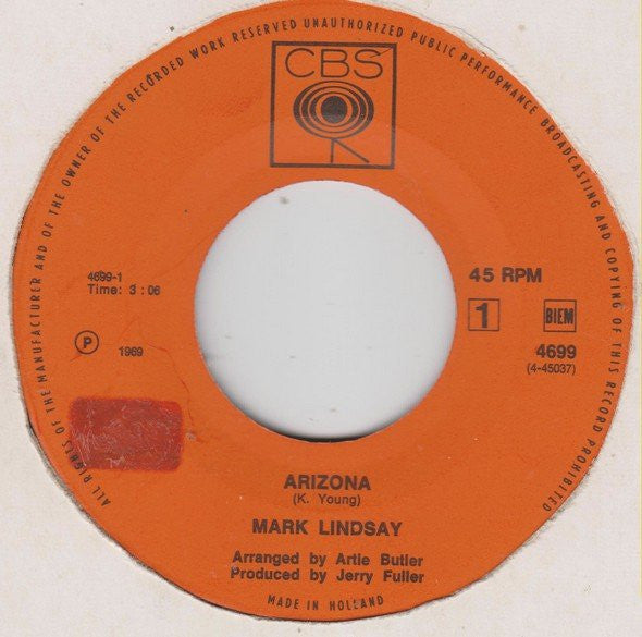 Mark Lindsay : Arizona (7")