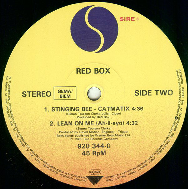 Red Box : Lean On Me (12", Single)