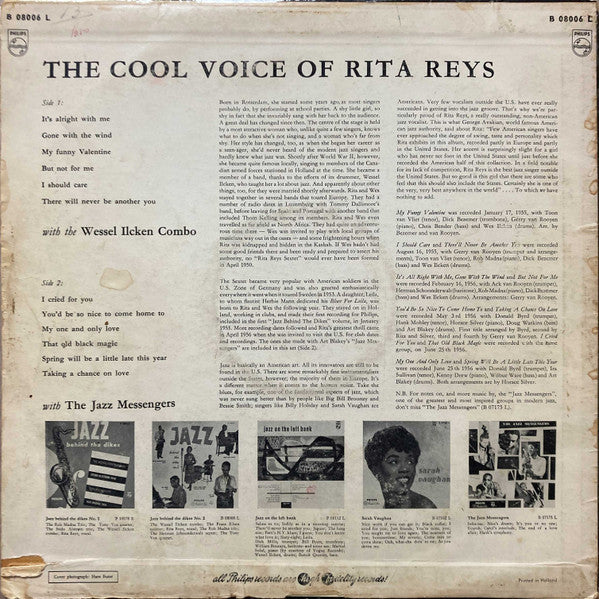 Rita Reys With Art Blakey & The Jazz Messengers And The The Wessel Ilcken Combo : The Cool Voice Of Rita Reys (LP, Mono)