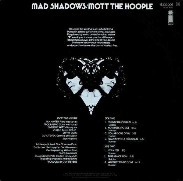 Mott The Hoople : Mad Shadows (LP, Album, Gat)