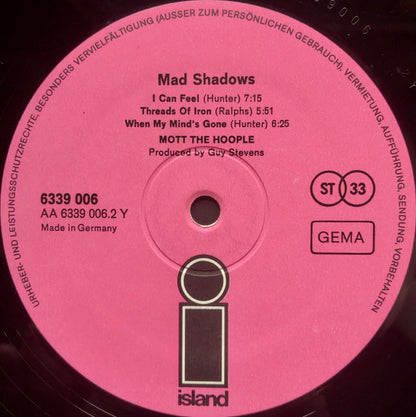 Mott The Hoople : Mad Shadows (LP, Album, Gat)