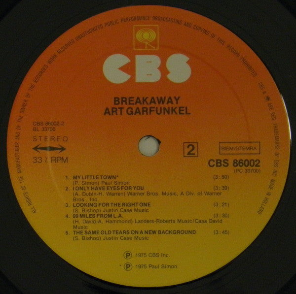 Art Garfunkel : Breakaway (LP, Album, RP)