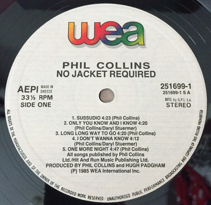 Phil Collins : No Jacket Required (LP, Album)