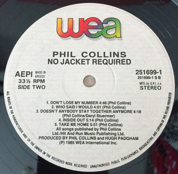 Phil Collins : No Jacket Required (LP, Album)