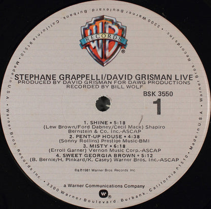 Stéphane Grappelli / David Grisman : Live (LP, Album, Gat)