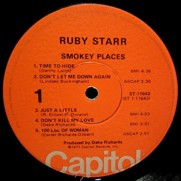 Ruby Starr : Smokey Places (LP, Album, Win)