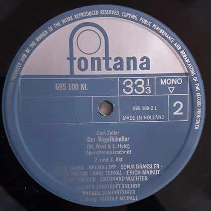Carl Zeller, Hilde Zadek, Wilma Lipp, Julius Patzak, Erich Majkut, Eberhard Wächter, Wiener Staatsopernchor, Wiener Symphoniker, Rudolf Moralt : Der Vogelhändler (Hoogtepunten) (LP, Album)