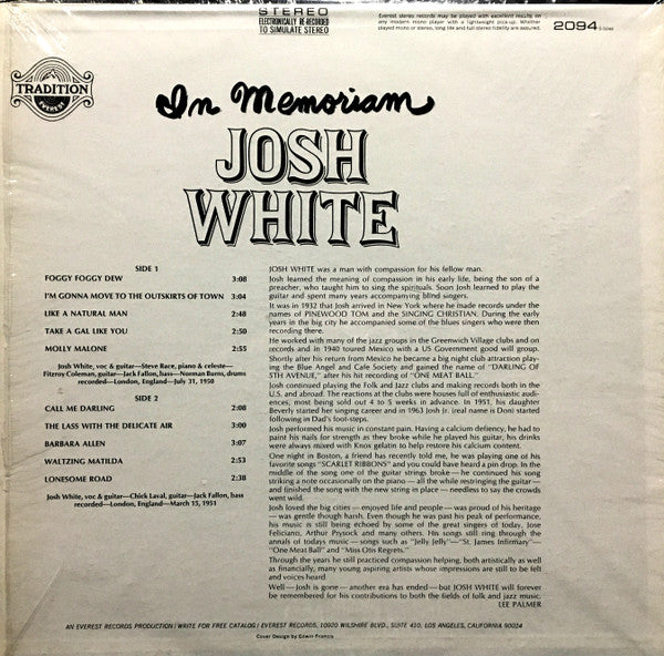 Josh White : In Memoriam (LP, Album)