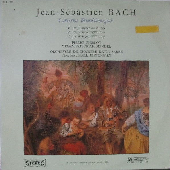 Johann Sebastian Bach, Pierre Pierlot, Georg Friedrich Hendel, Kammerorchester Des Saarländischen Rundfunks, Saarbrücken , Direction: Karl Ristenpart : Concertos Brandebourgeois Nºs 1, 2, 3 (LP, Album, RE)