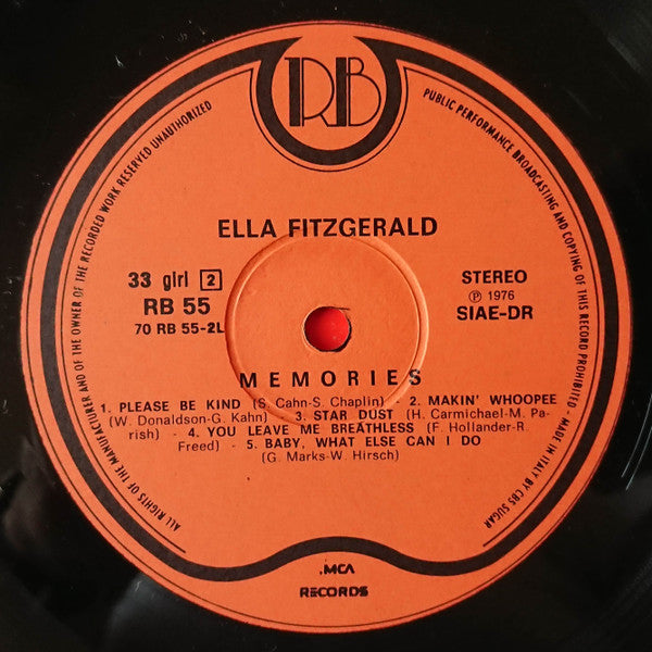 Ella Fitzgerald : Memories (LP, Comp)