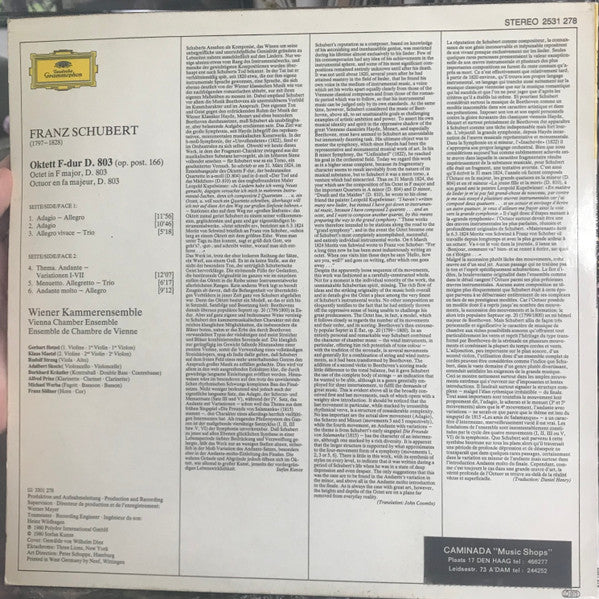 Franz Schubert - Wiener Kammerensemble : Oktett (LP, Album)