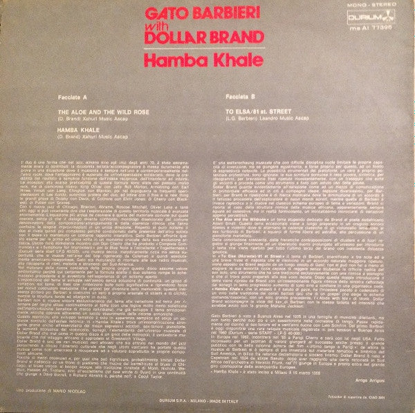 Gato Barbieri With Dollar Brand : Hamba Khale (LP, Album, RE)